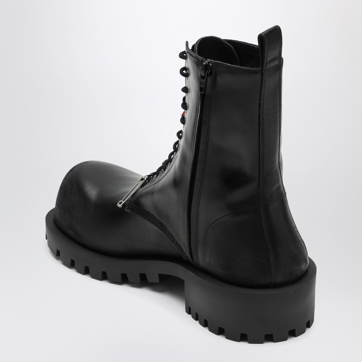Balenciaga Black leather Hummer lace-up ankle boots